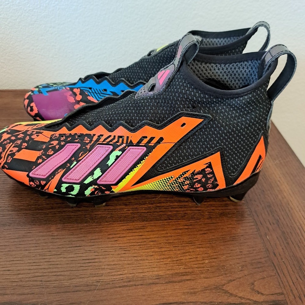 Adidas Freak Ultra 23 Football Cleats Mens 10 Black Neon Multi GW4166 Laceless